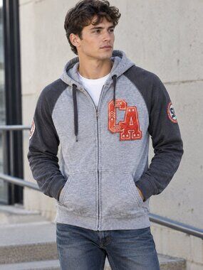 Brave Soul California Team CA Zip Hoodie Size S Gray Red